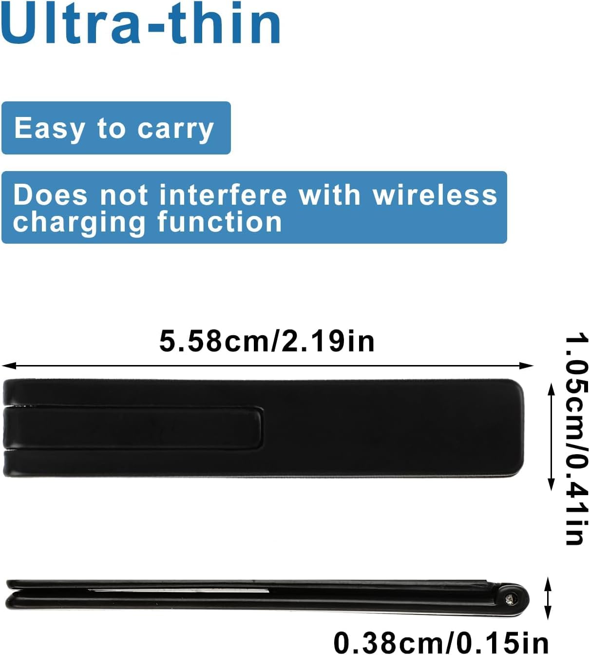 KolorFish Ultra Thin Mobile Phone Holder, Adjustable Angle Mini Alloy Kickstand Portable Phone Stand Foldable Horizontal/Vertical Desk Stand Holder (Black)