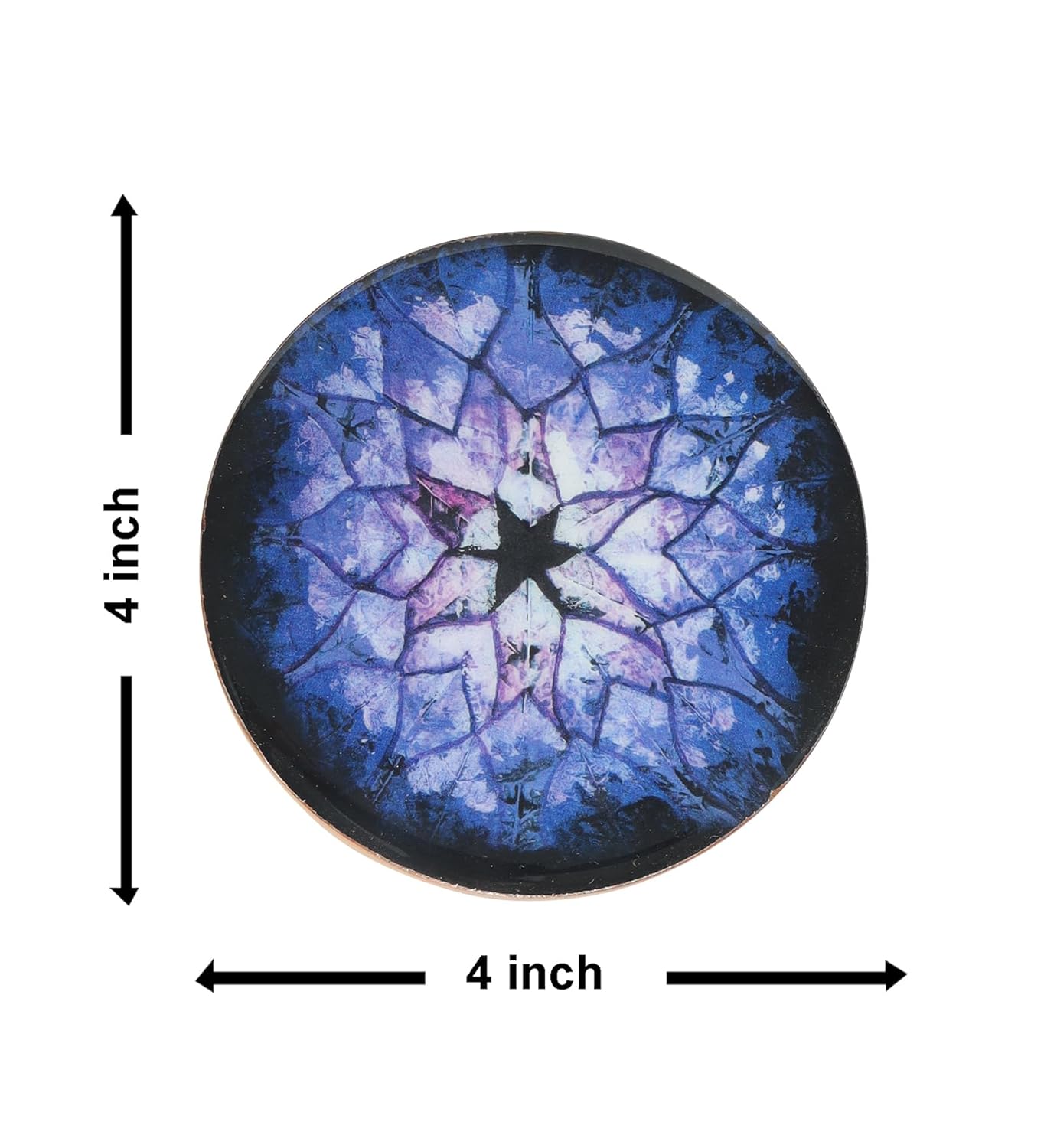 Ireka Homes Blue Nebula Acacia Wood Coaster Set (Set of 4) – Premium Handcrafted Wooden Drink Coasters with Stunning Enamel Artwork, Stylish & Durable Tabletop Protection for Home & Office