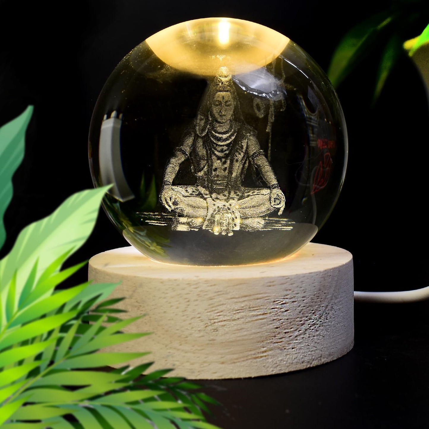 Oblivion Crystal Ball Night Light | 3D Crystal Ball Night Lamp | USB Table Night Lamp for Bedroom, Night Light for Bedroom | Special Unique Gift Items for Women Men Friends (mahadev,1pc)