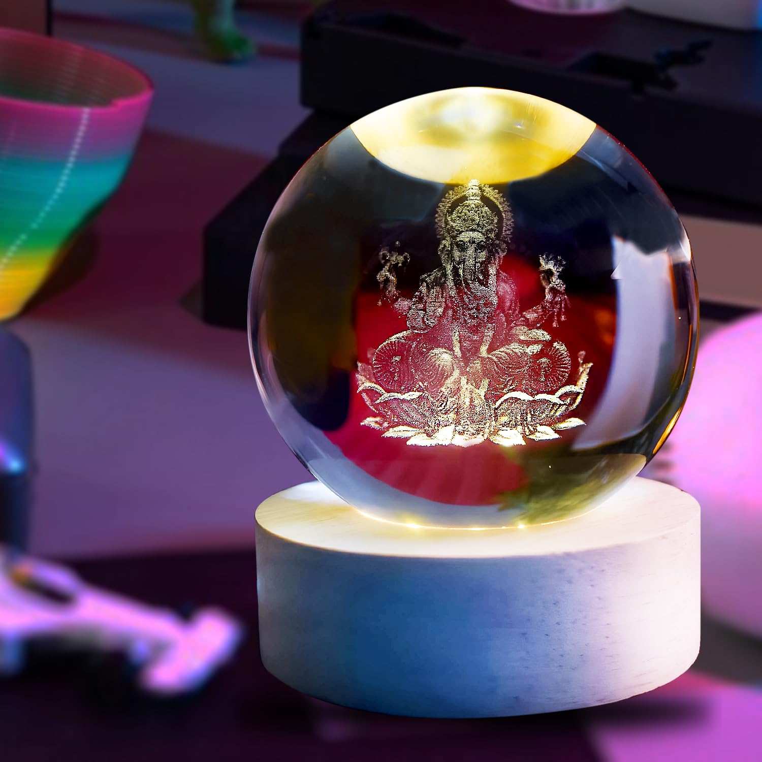 Oblivion Crystal Ball Night Light | 3D Crystal Ball Night Lamp | USB Table Night Lamp for Bedroom, Night Light for Bedroom | Special Unique Gift Items for Women Men Friends (mahadev,1pc)