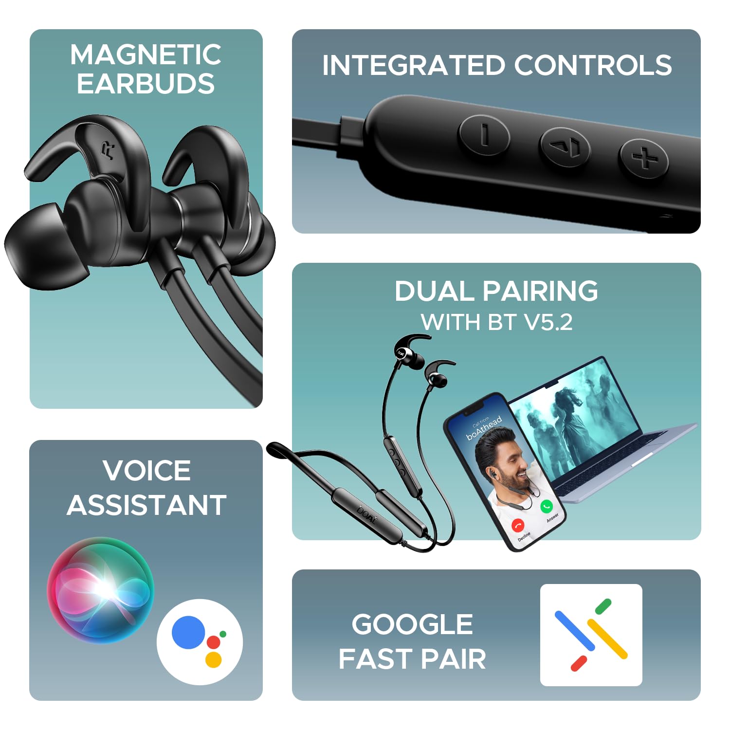 Boat Rockerz 255 Pro+, 60HRS Battery, Fast Charge, IPX7, Dual Pairing, Low Latency, Magnetic Earbuds, Bluetooth Neckband, Wireless with Mic Earphones (Active Black)