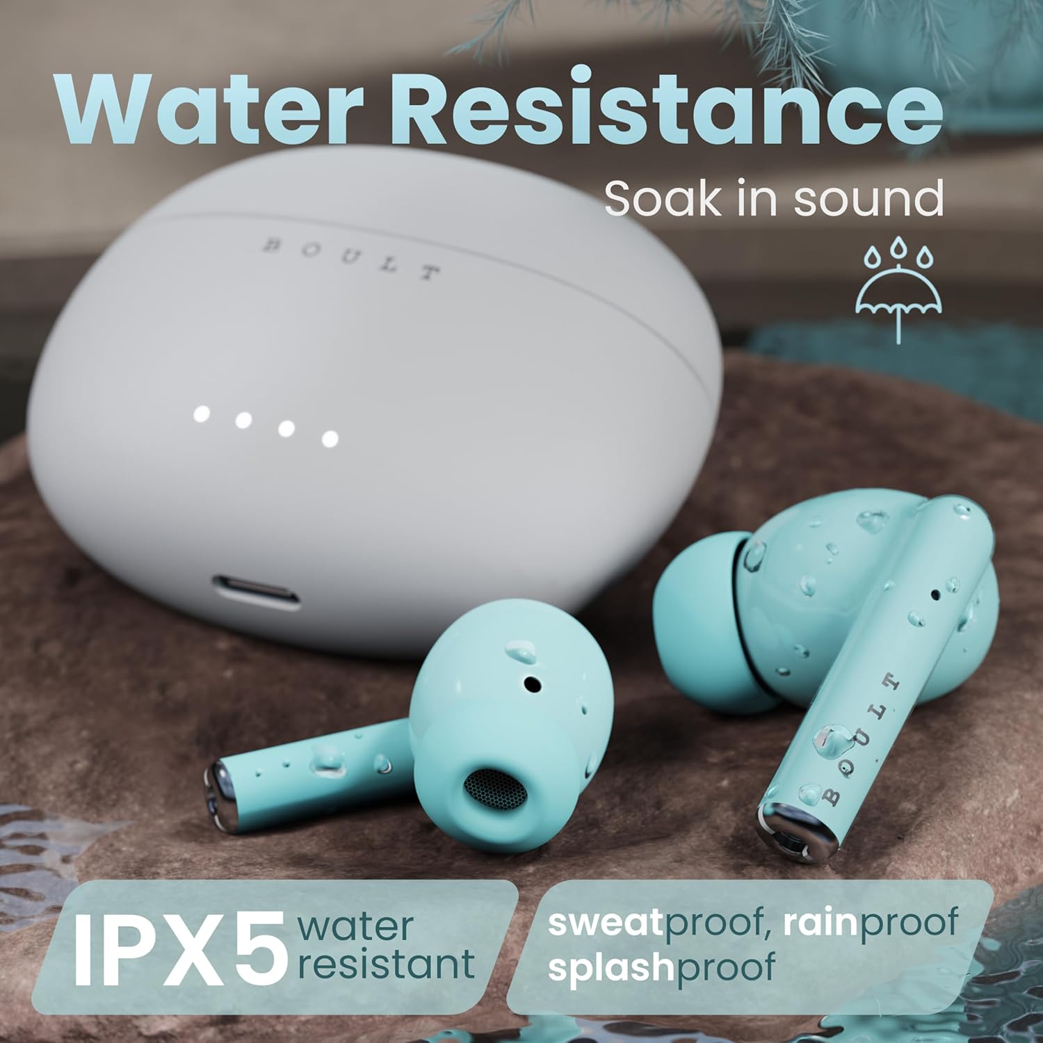 Boult Audio W20 Truly Wireless in Ear Earbuds with 40H Playtime, Zen™ ENC Mic, 45ms Low Latency, 13mm Bass Drivers, Type-C Fast Charging, Made in India, Touch Control, IPX5 ear buds TWS (Glacier Blue)