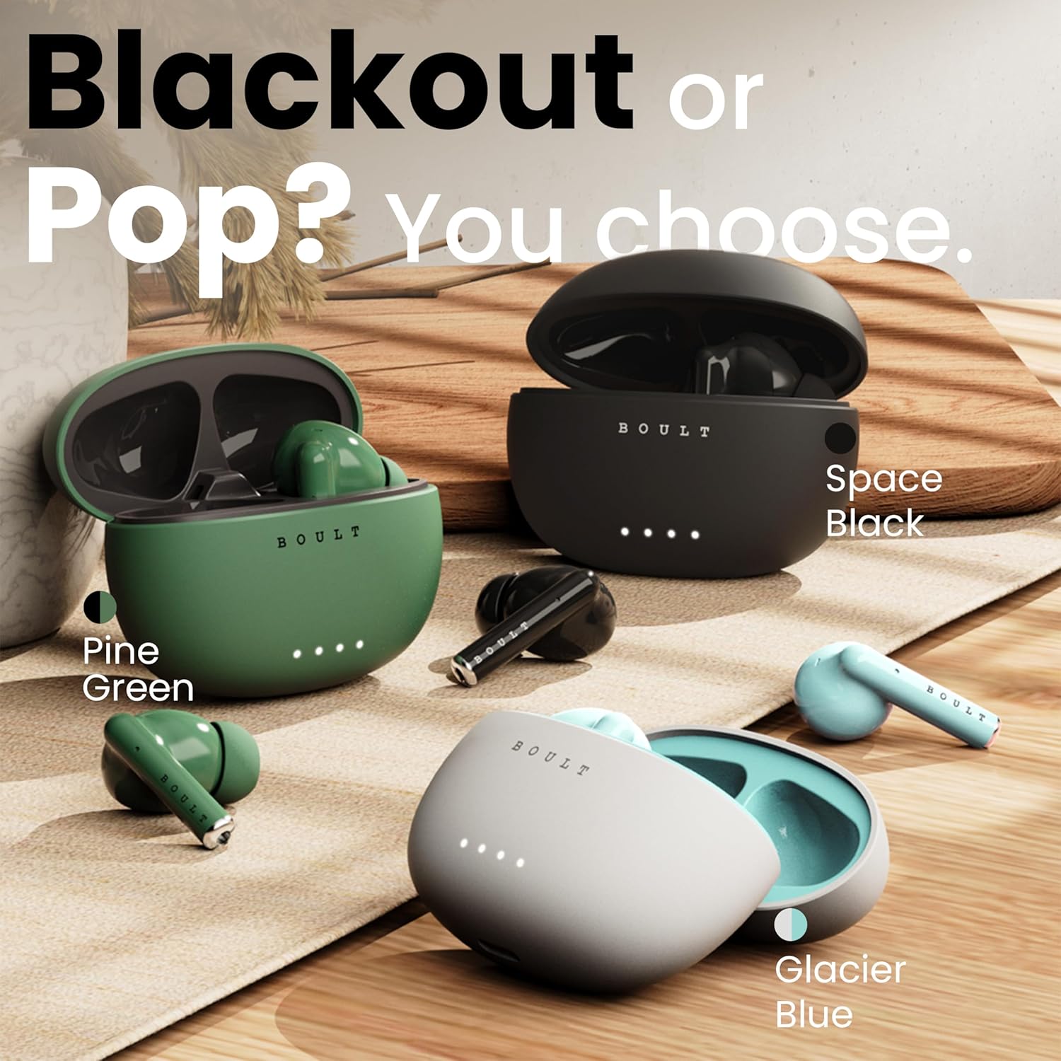 Boult Audio W20 Truly Wireless in Ear Earbuds with 40H Playtime, Zen™ ENC Mic, 45ms Low Latency, 13mm Bass Drivers, Type-C Fast Charging, Made in India, Touch Control, IPX5 ear buds TWS (Glacier Blue)